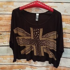 California Blue Leopard "British Flag" Crop Top 2X